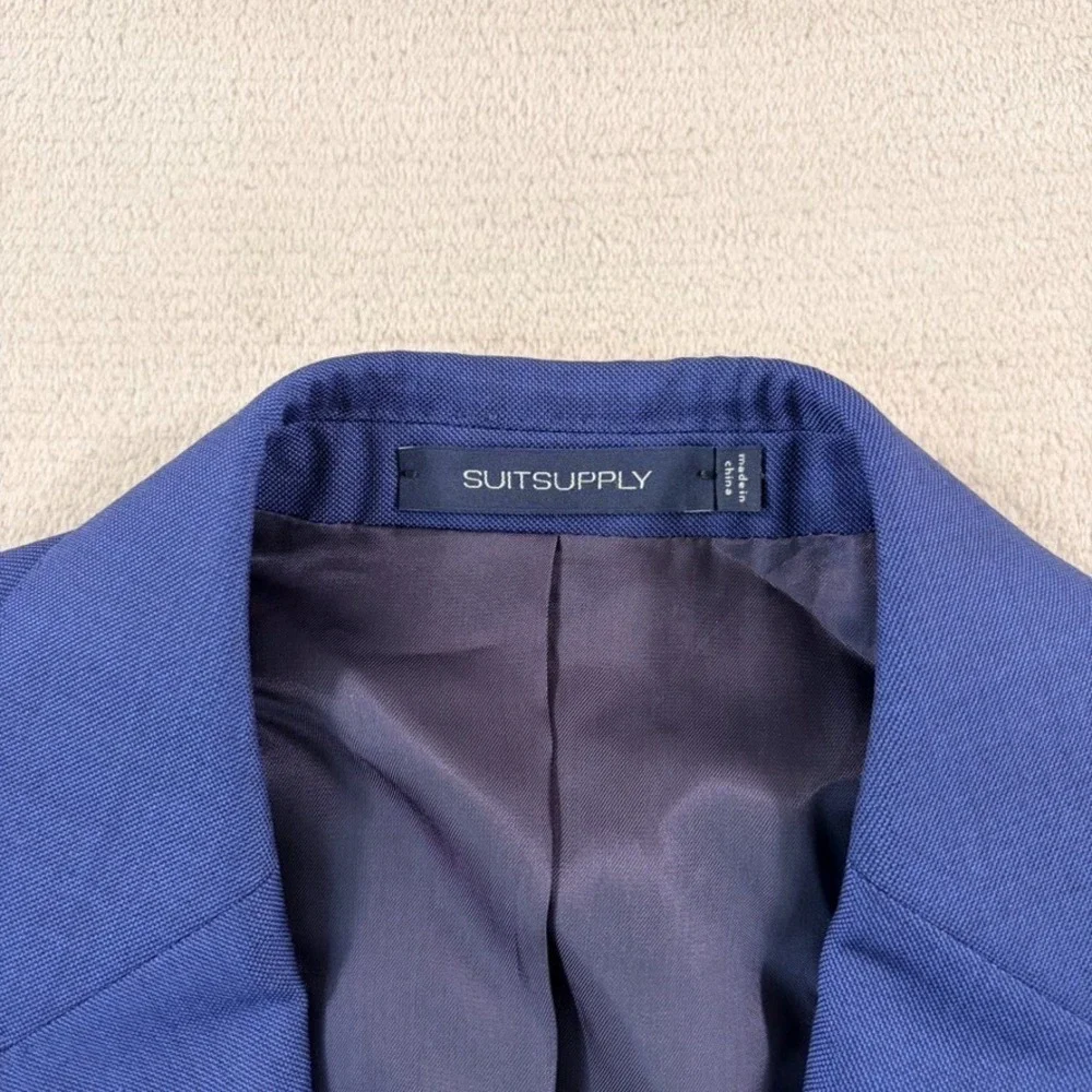 SuitSupply Vitale Barberis Lazio Blazer Men 34R Slim Blue Wool Surgeon Cuff